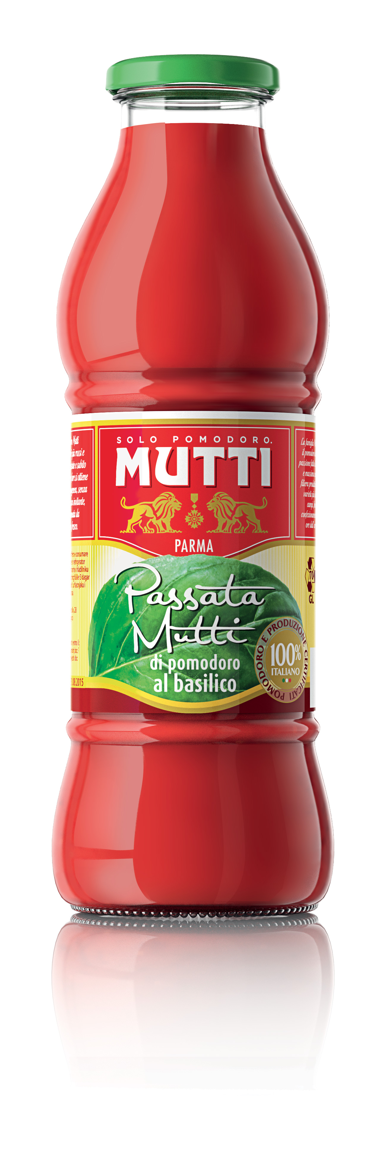 Tomato Puree with FRESH BASIL - Bottle 700g. Mutti 700g